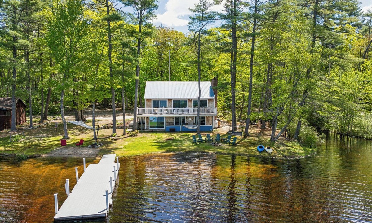 Gray House | Lakehouse on Little Sebago Lake with Private Beach, Dock, Kayaks and a Firepit
