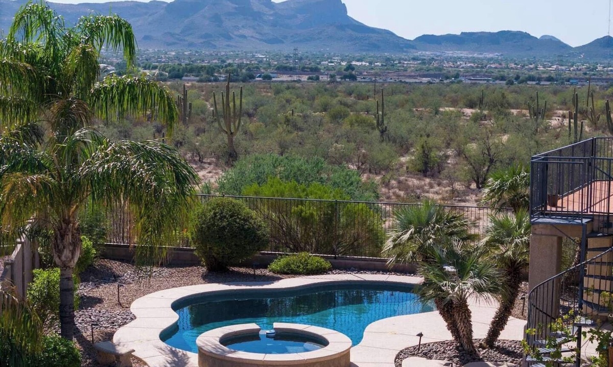 Hartman Vistas House | Serene desert escape with stunning mountain views, and private heated pool/spa.