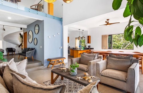 Conchas Chinas Condo | Bright ocean-view 2-story condo near beach with pool, balcony & full kitchen