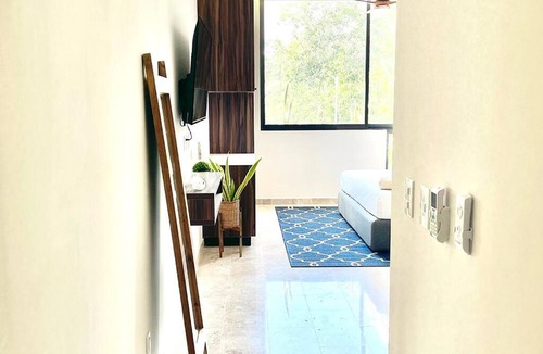 Zama Apartment | Fresh and Stylish Studio Aldea Zama rooftop pool Mya 109