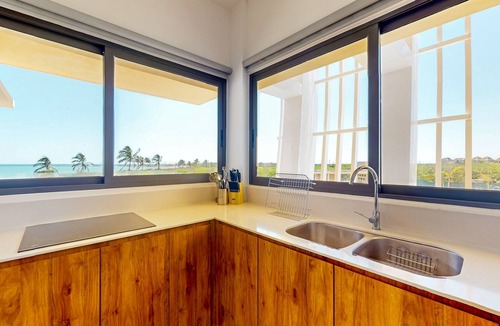 Telchac Puerto Apartment | Gulf-view getaway with a furnished terrace, pool, & easy beach access