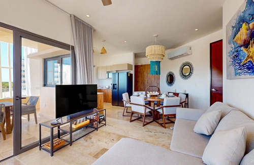 Telchac Puerto Apartment | Gulf-view getaway with a furnished terrace, pool, & easy beach access