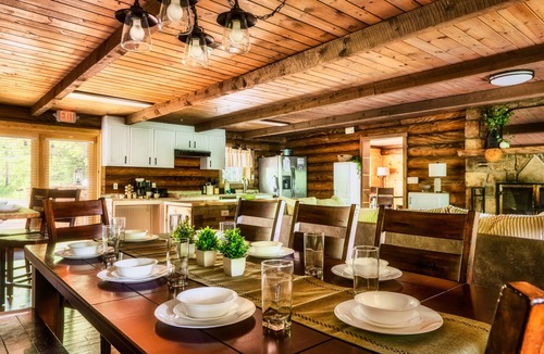 Gatlinburg Cabin | Log Cabin! ADA! Location! Hot Tub! Game Room! Theater! Wood Burning Fireplace!