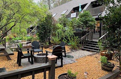 East Ellijay Apartment | Luxury Riverfront Getaway with Fire Pit and Private Deck