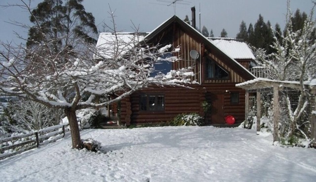 Authentic Canadian log house with the view of Mount Ruapehu