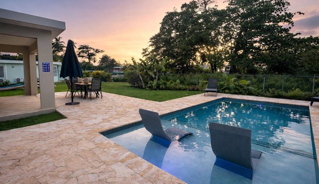 Steps from beach, private beach house with pool, fully stocked