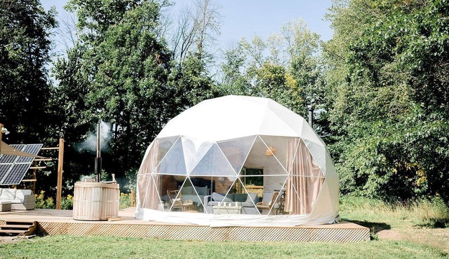 Unique Off-Grid Dome Escape with Hot Tub & Forest Views in Ontario, Canada