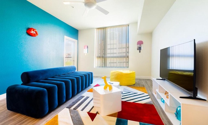 Riverside Apartment | Colorful Insta-worthy High-rise in downtown Tempe