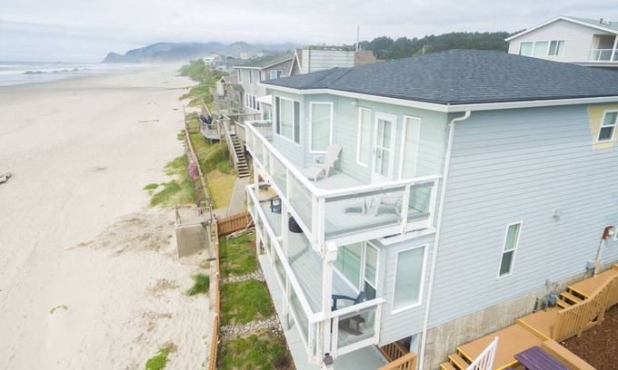 Lincoln City House | Oceanfront home with sweeping views and multiple decks, just steps to the beach!